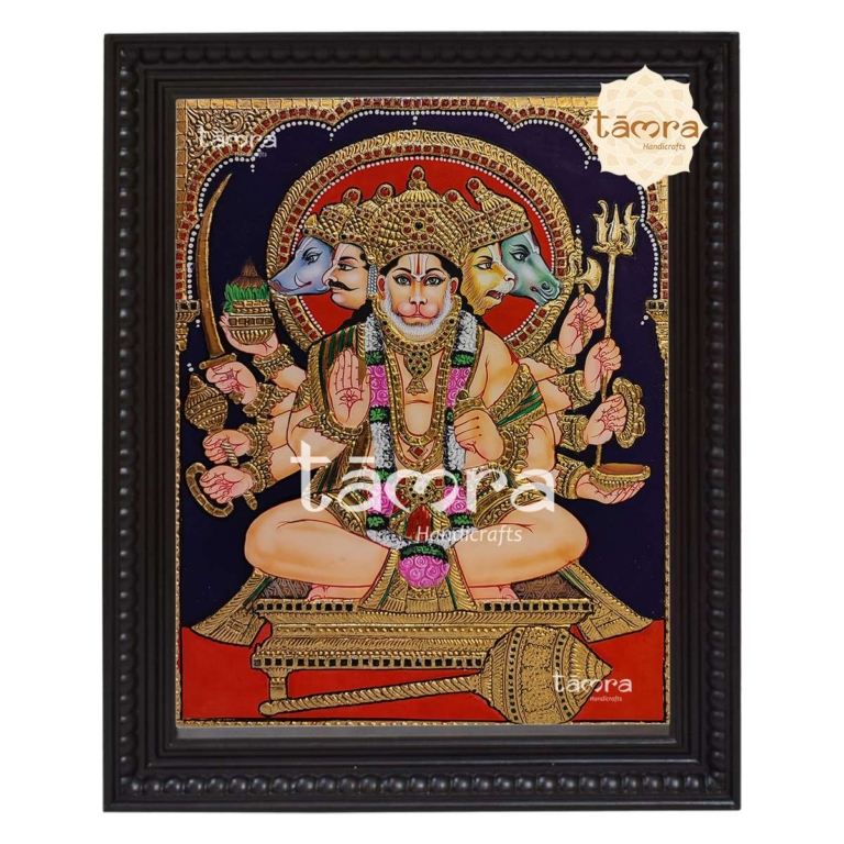 Tanjore Painting Panchmukhi Hanuman Tamra Handicrafts