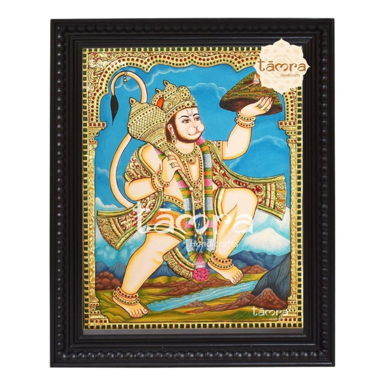 Tanjore Painting Sanjeevani Hanuman Tamra Handicrafts