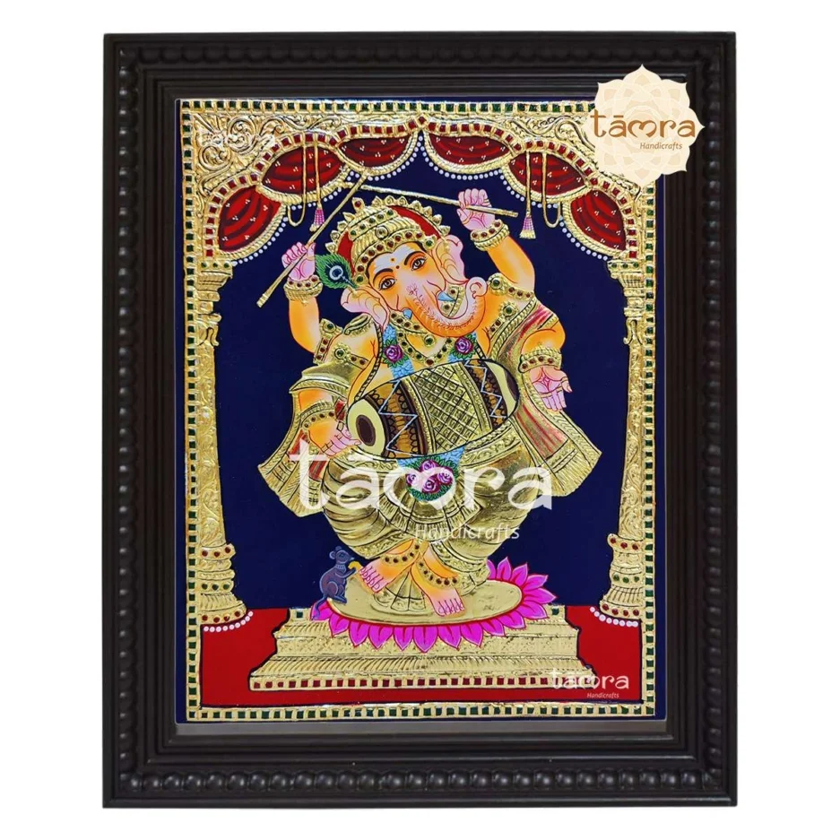 Dancing Ganesha Tanjore Painting