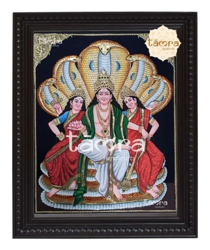 Narayana With Sridevi and Bhudevi Tanjore Painting