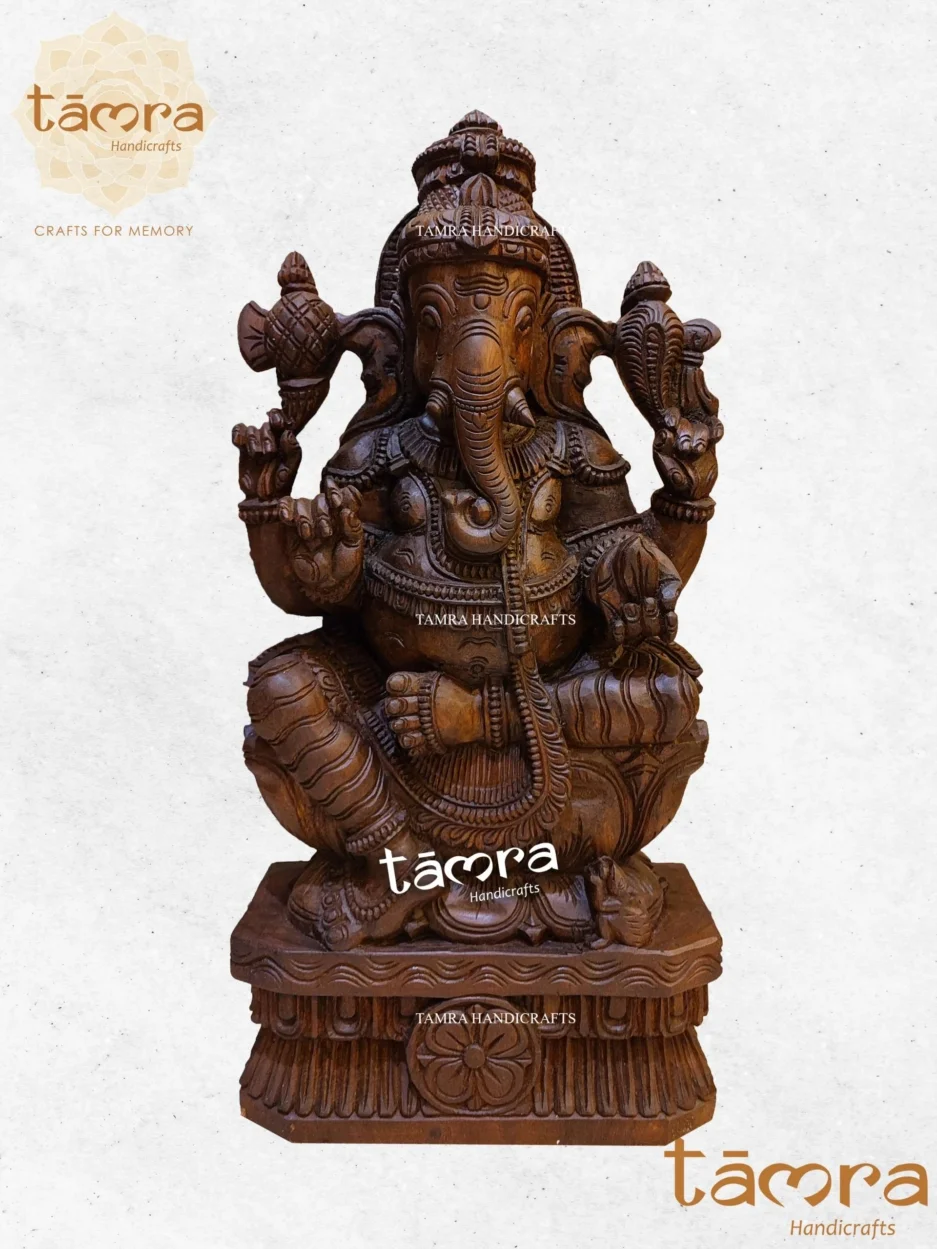 Wooden Ganesha Idol