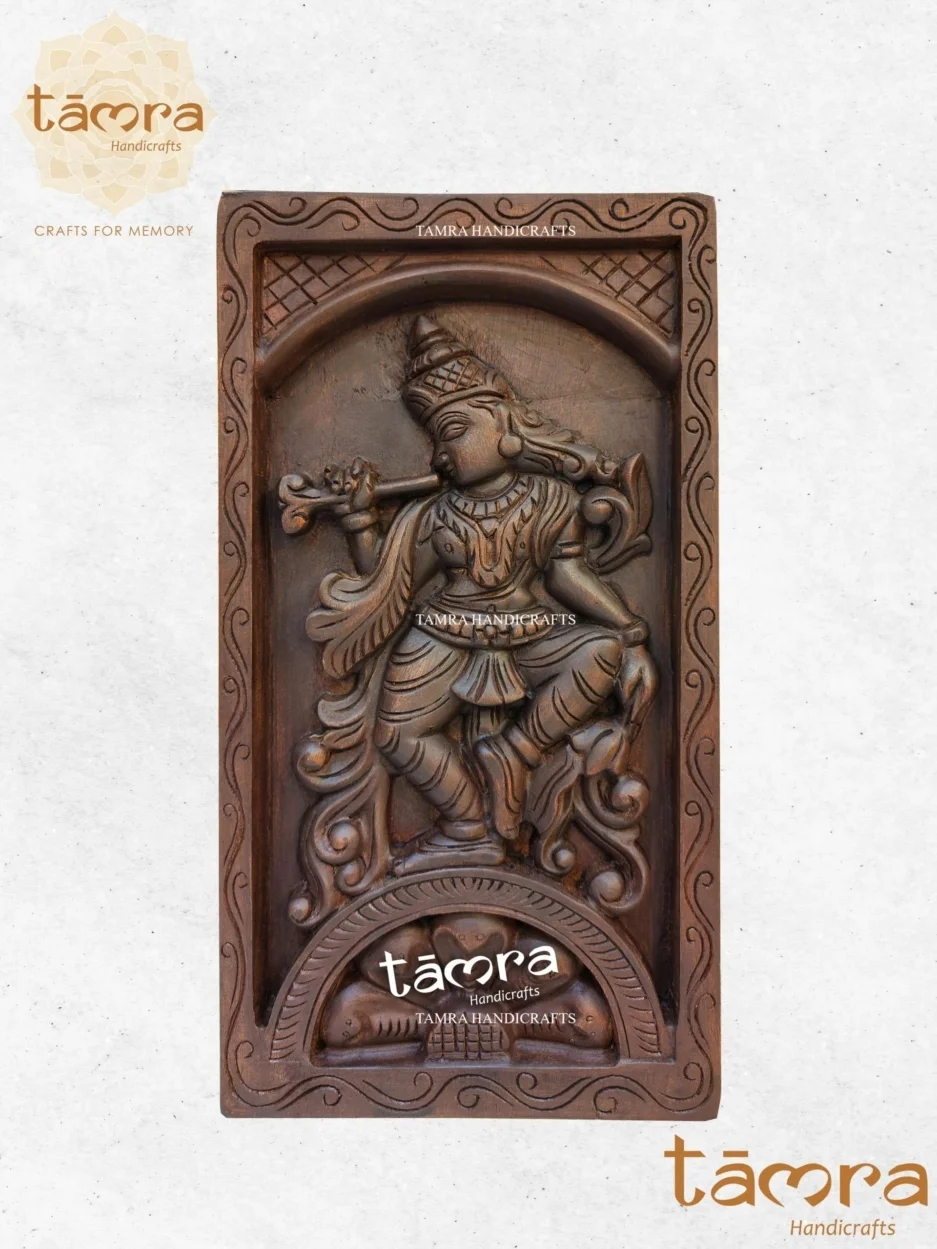 Wooden Krishna Panel