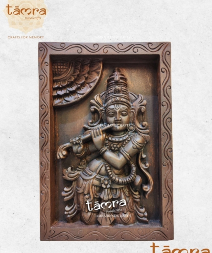 Wooden Krishna Panel