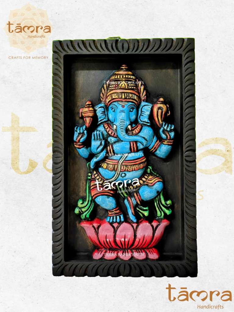Buy Handcrafted Wooden Ganesha Dancing Panel From Tamra Handicrafts