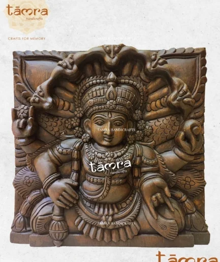 Wooden Vishnu Wall Panel