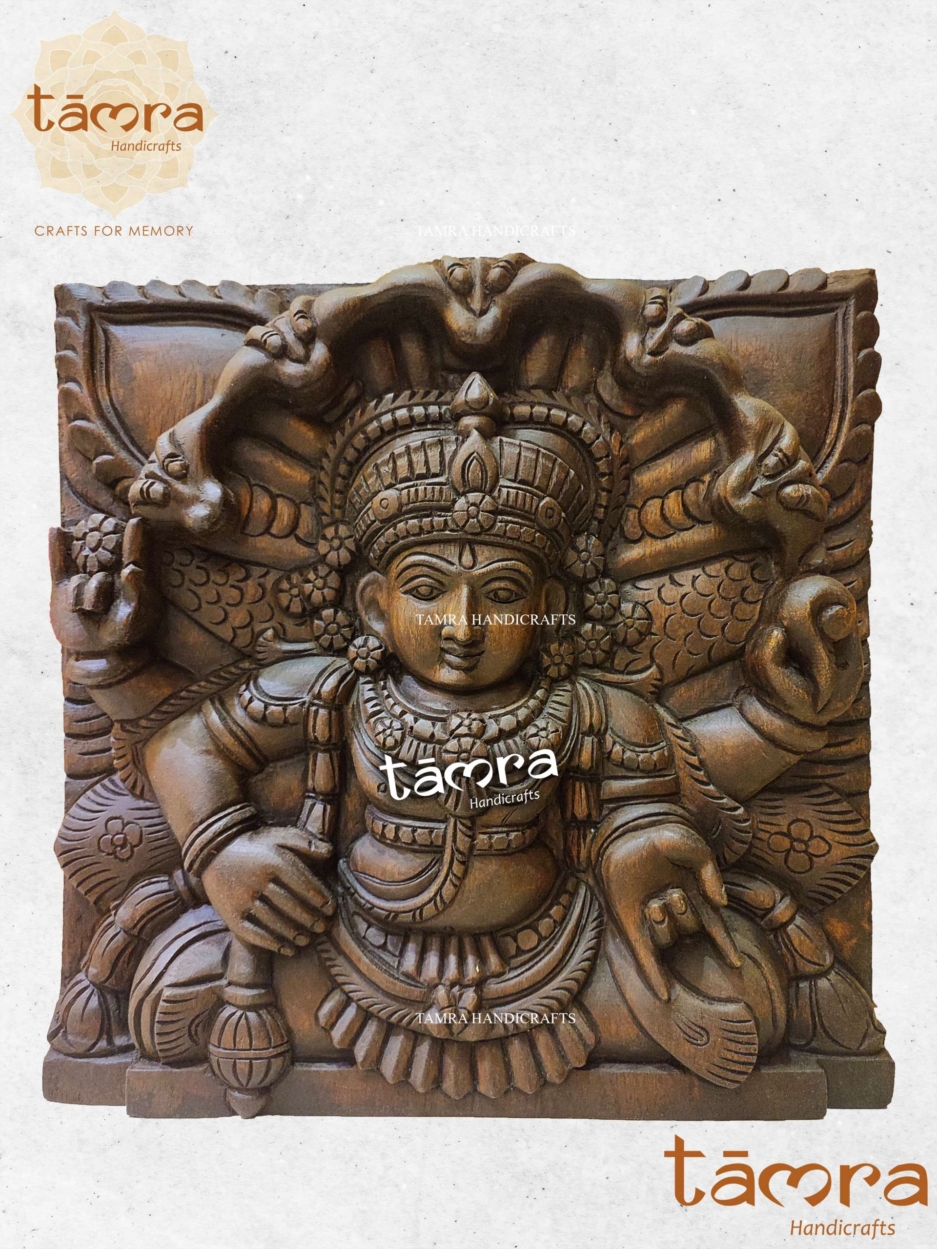 Wooden Vishnu Wall Panel