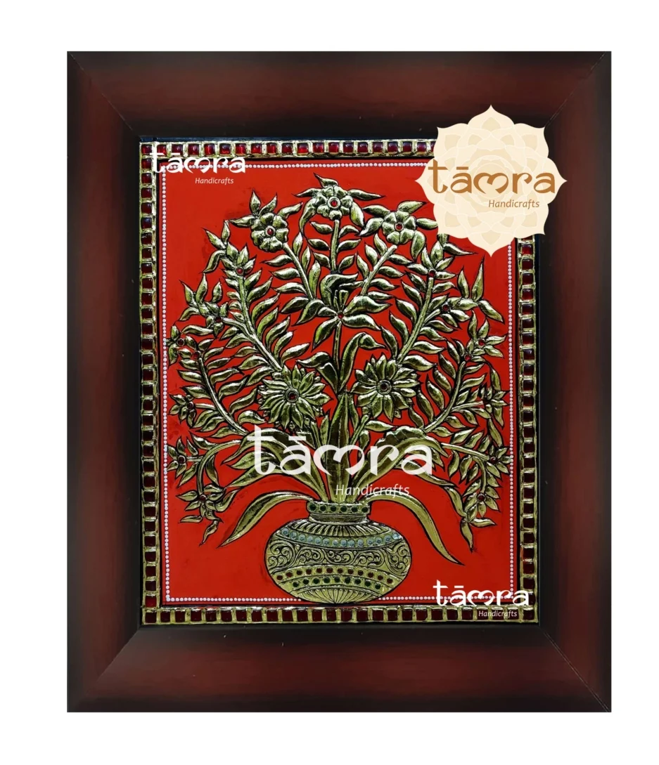 Flower Pot Tanjore Painting