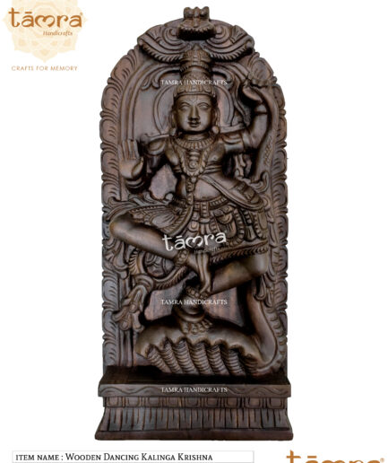 Wooden Kalinga Krishna Panel