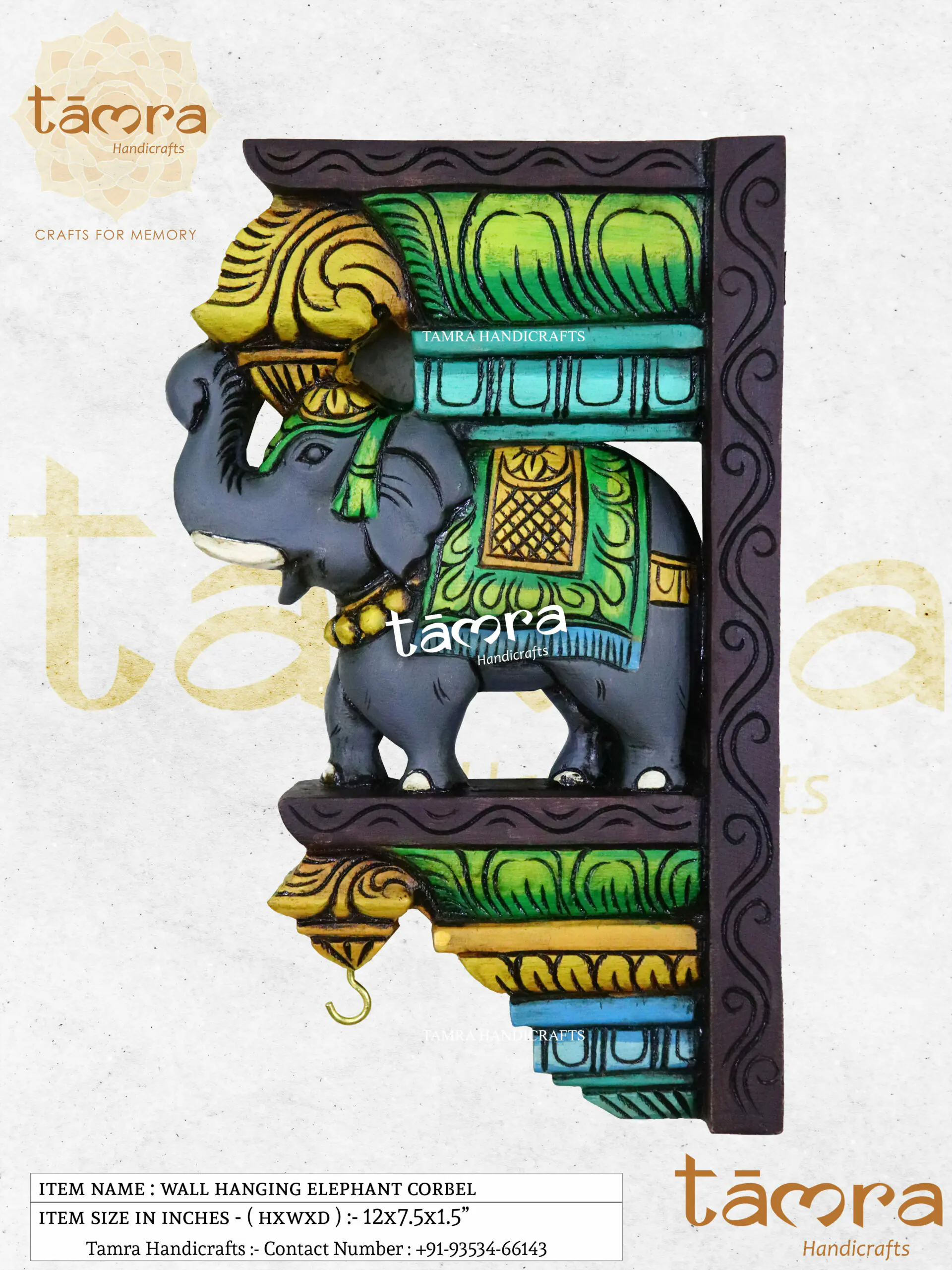 Wooden Bracket Elephant - Pair of 2Pcs