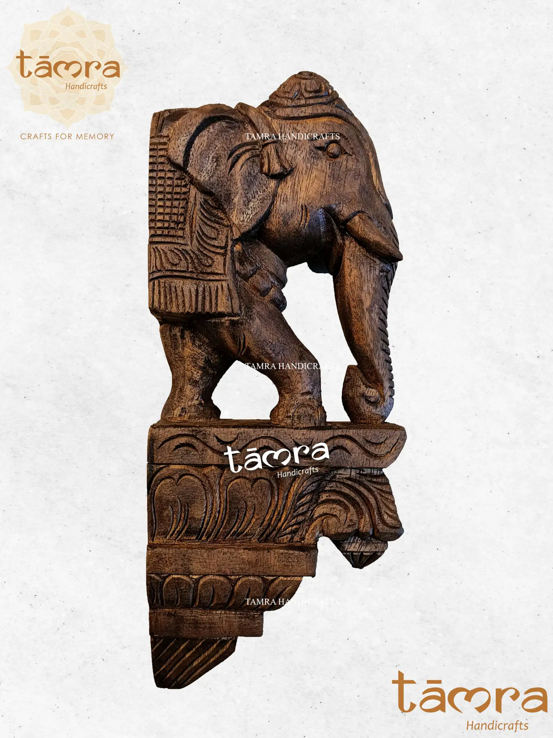 Wooden Bracket Elephant - Pair of 2Pcs