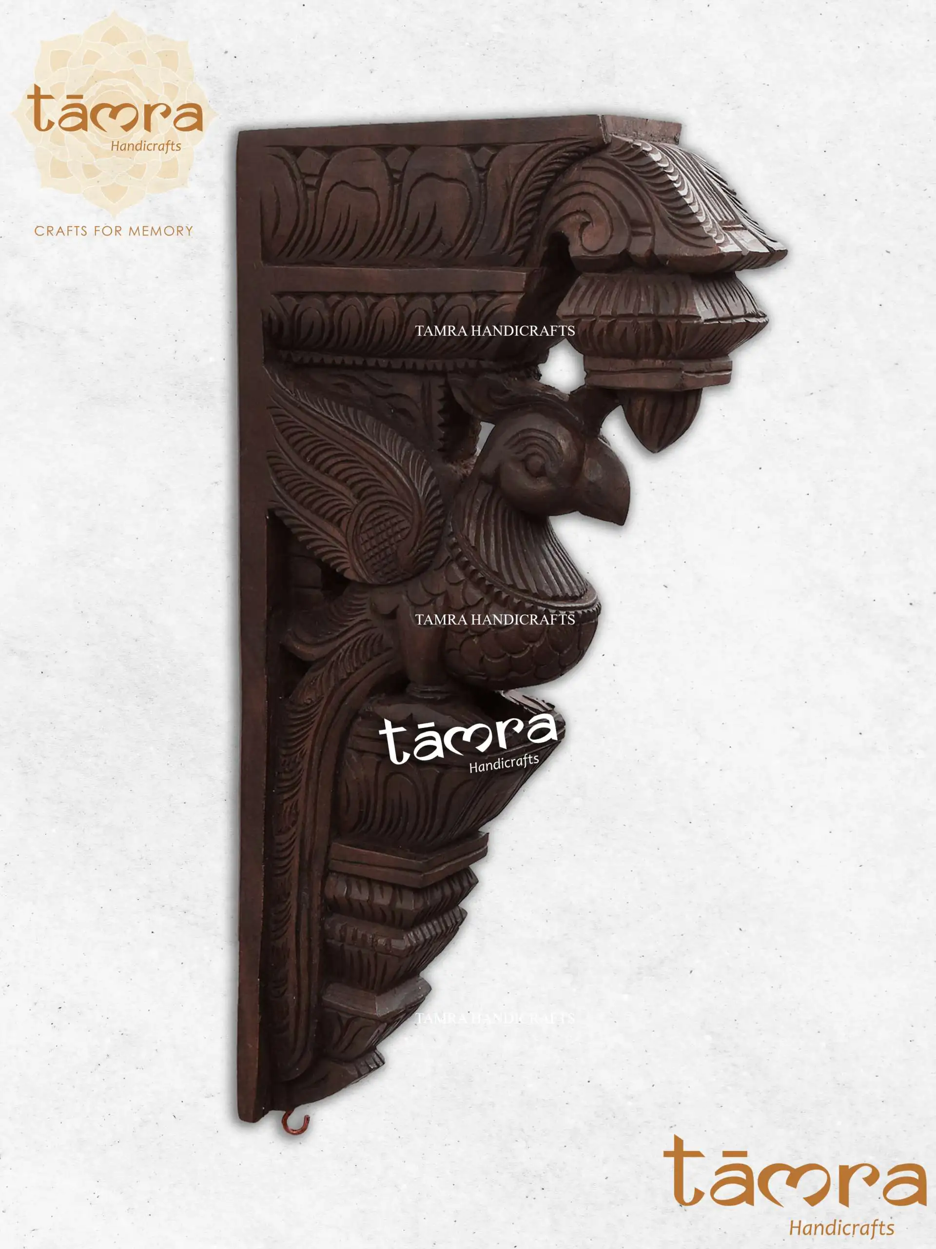 Wooden Bracket Peacock - Pair of 2Pcs