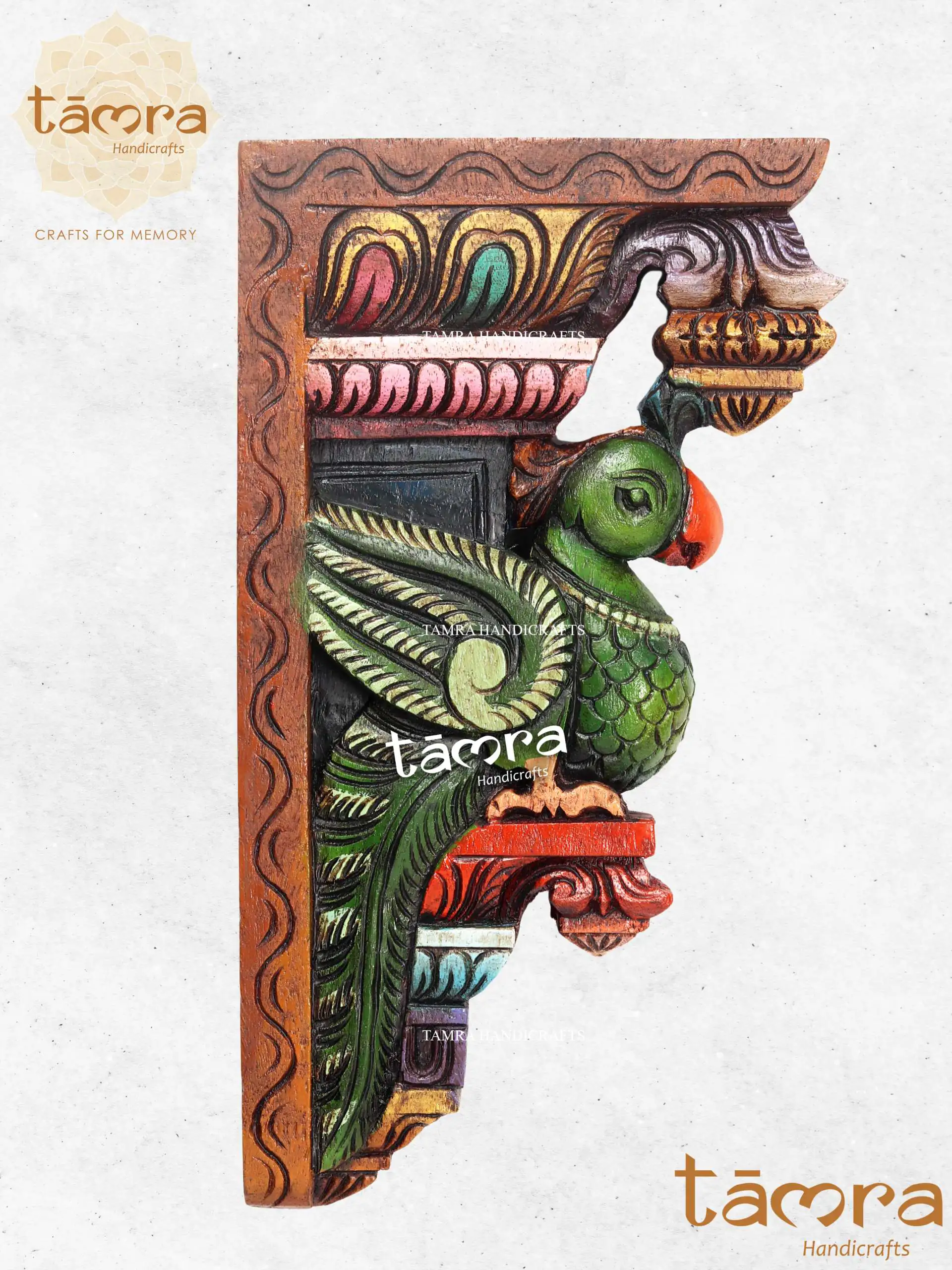 Wooden Bracket Parrot - Pair of 2Pcs
