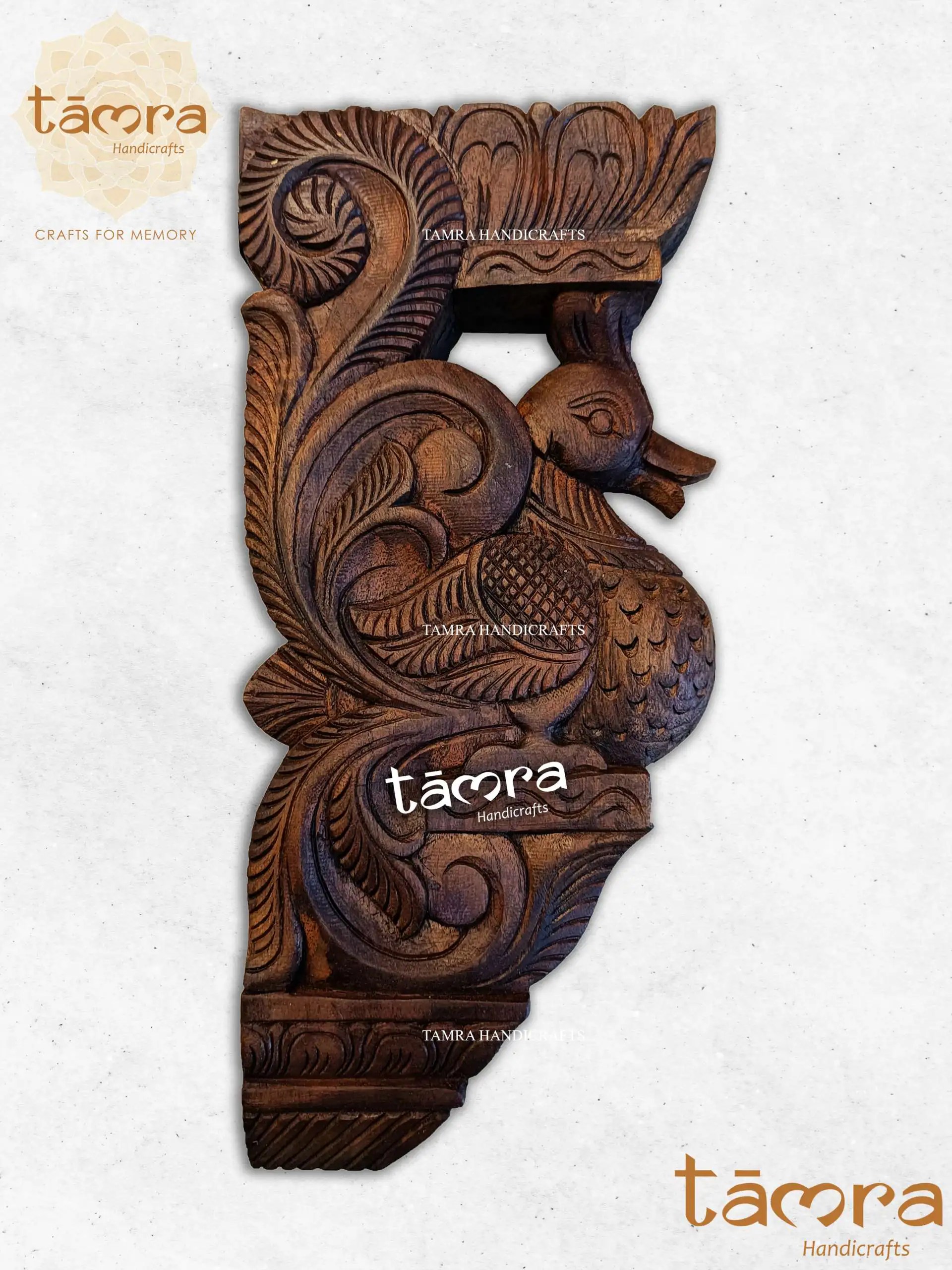 Wooden Bracket Peacock - Pair of 2Pcs