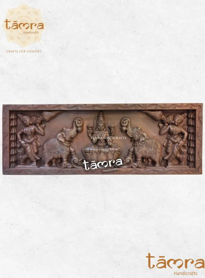 Wooden Gaja Laxmi Wall Panel