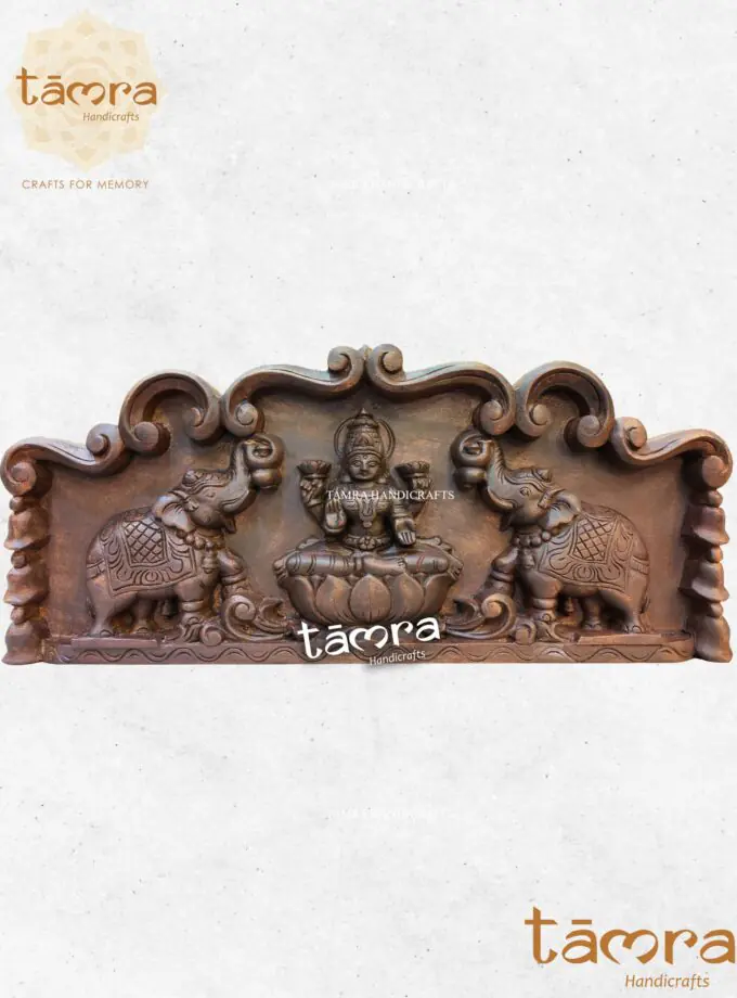 Wooden Gaja Laxmi Wall Panel