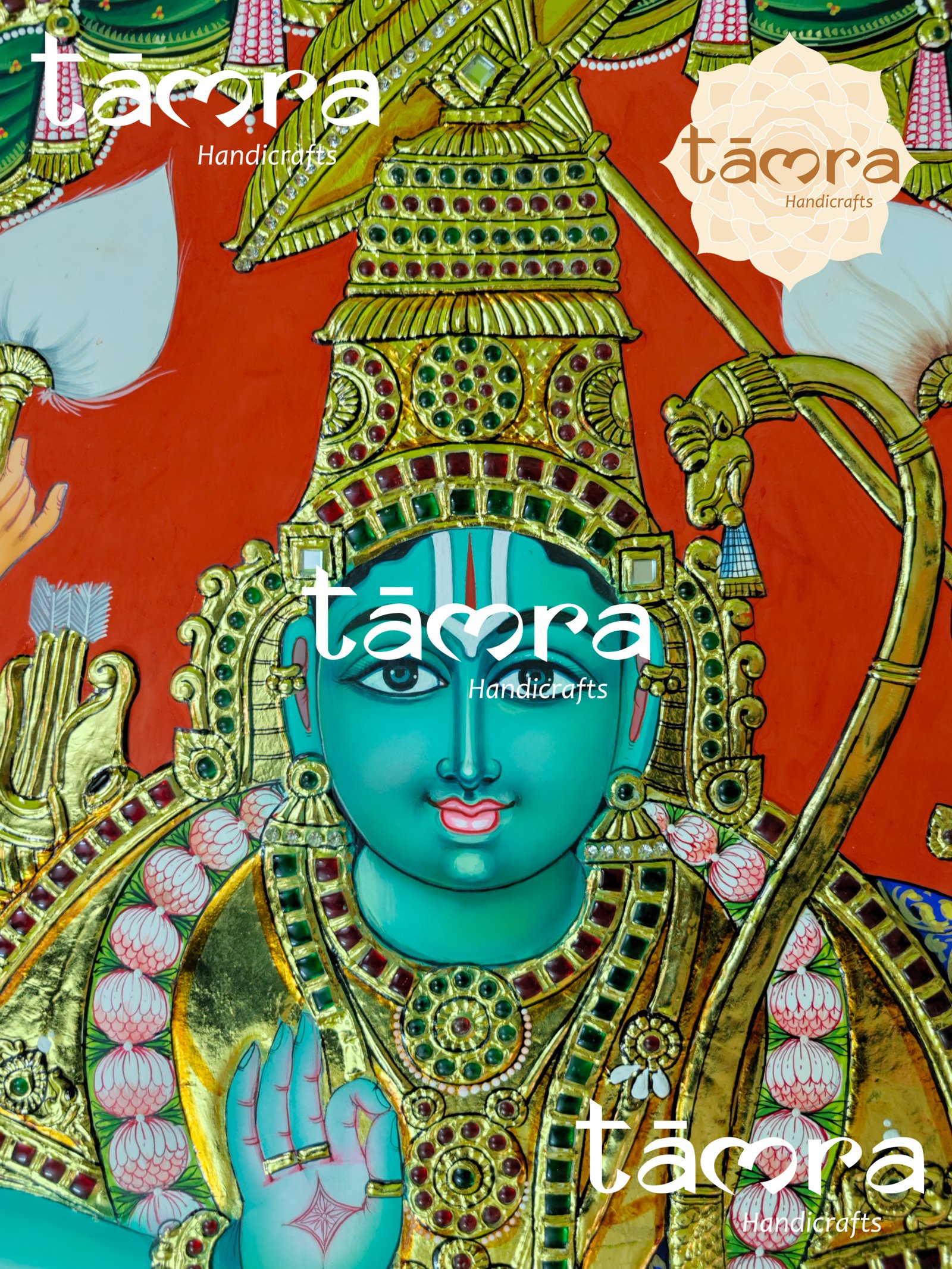 Tanjore Painting - Ramar Pattabisheka - Image 4