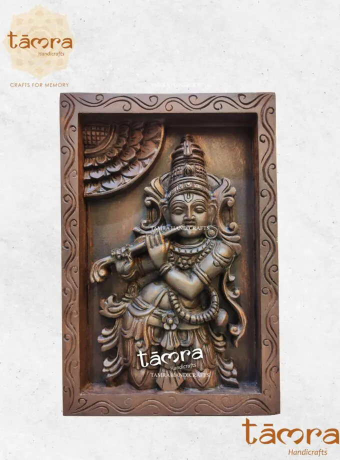 Wooden Krishna Panel