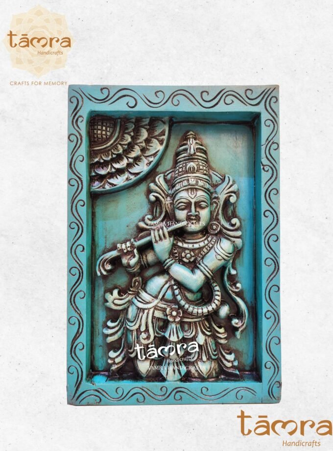Wooden Krishna Panel