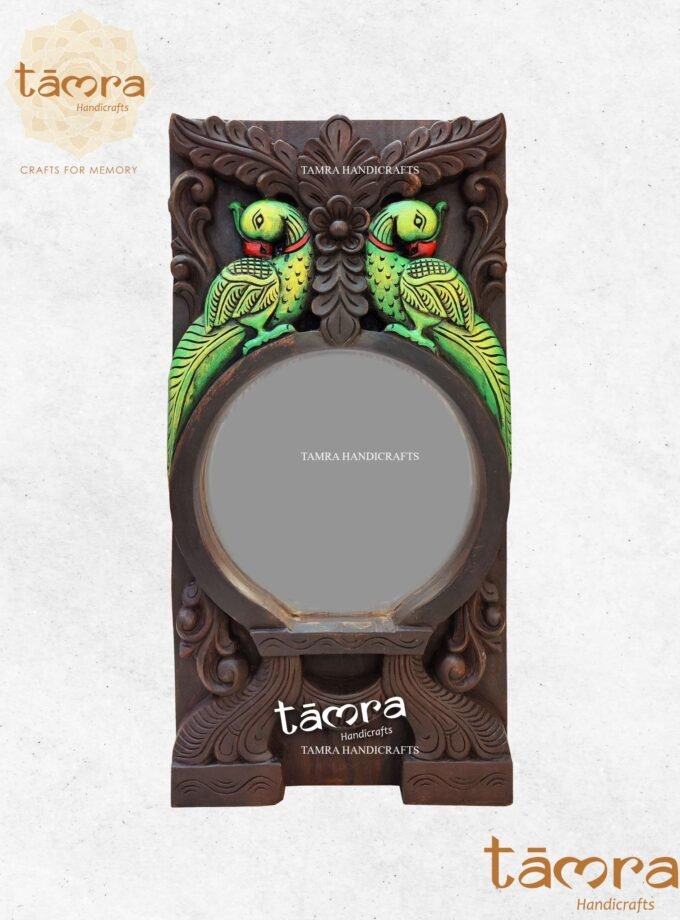 Wooden Parrot Wall Mirror