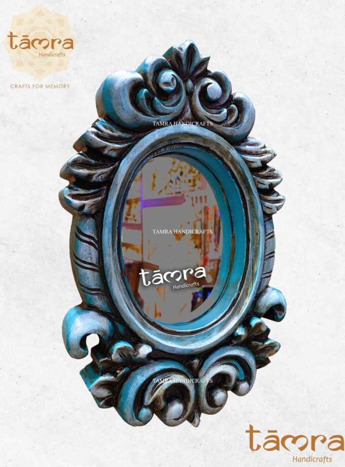 Wooden Oval Floral Wall Mirror