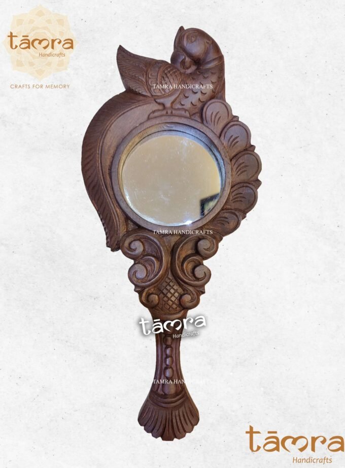 Wooden Parrot Wall Mirror