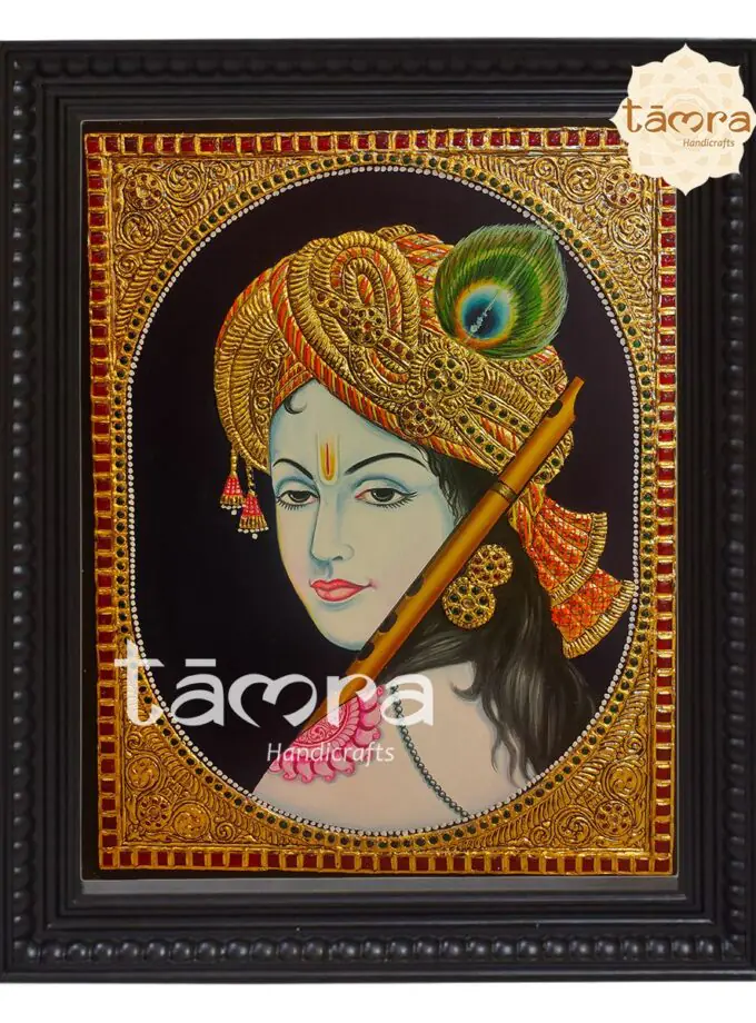 Tanjore Painting - Flute Krishna