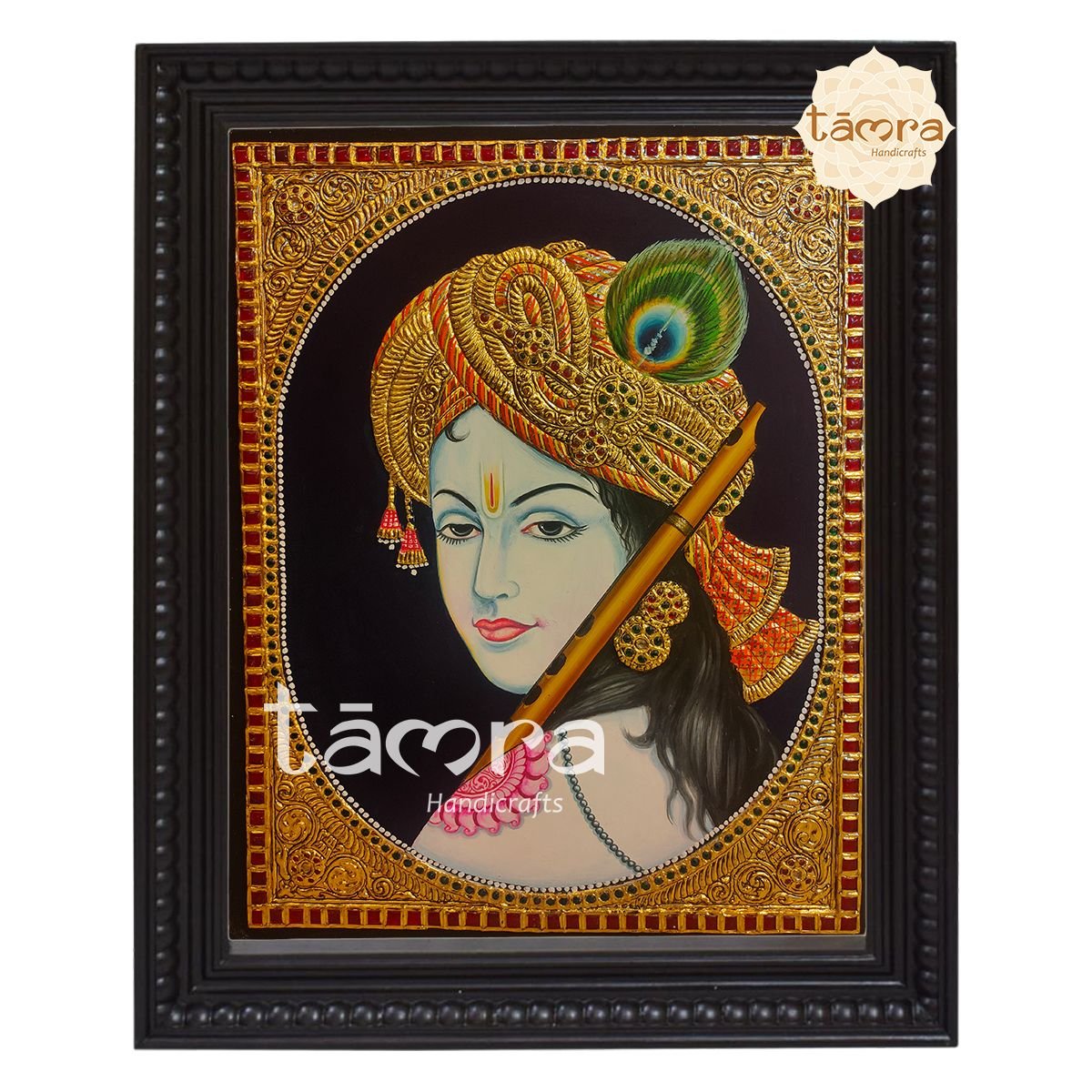 Tanjore Painting - Flute Krishna