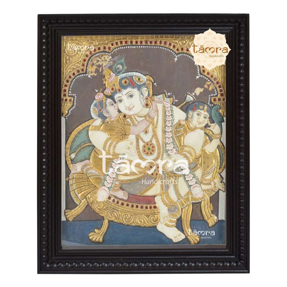 Tanjore Painting - Krishna With Rukmini And Satyabhama