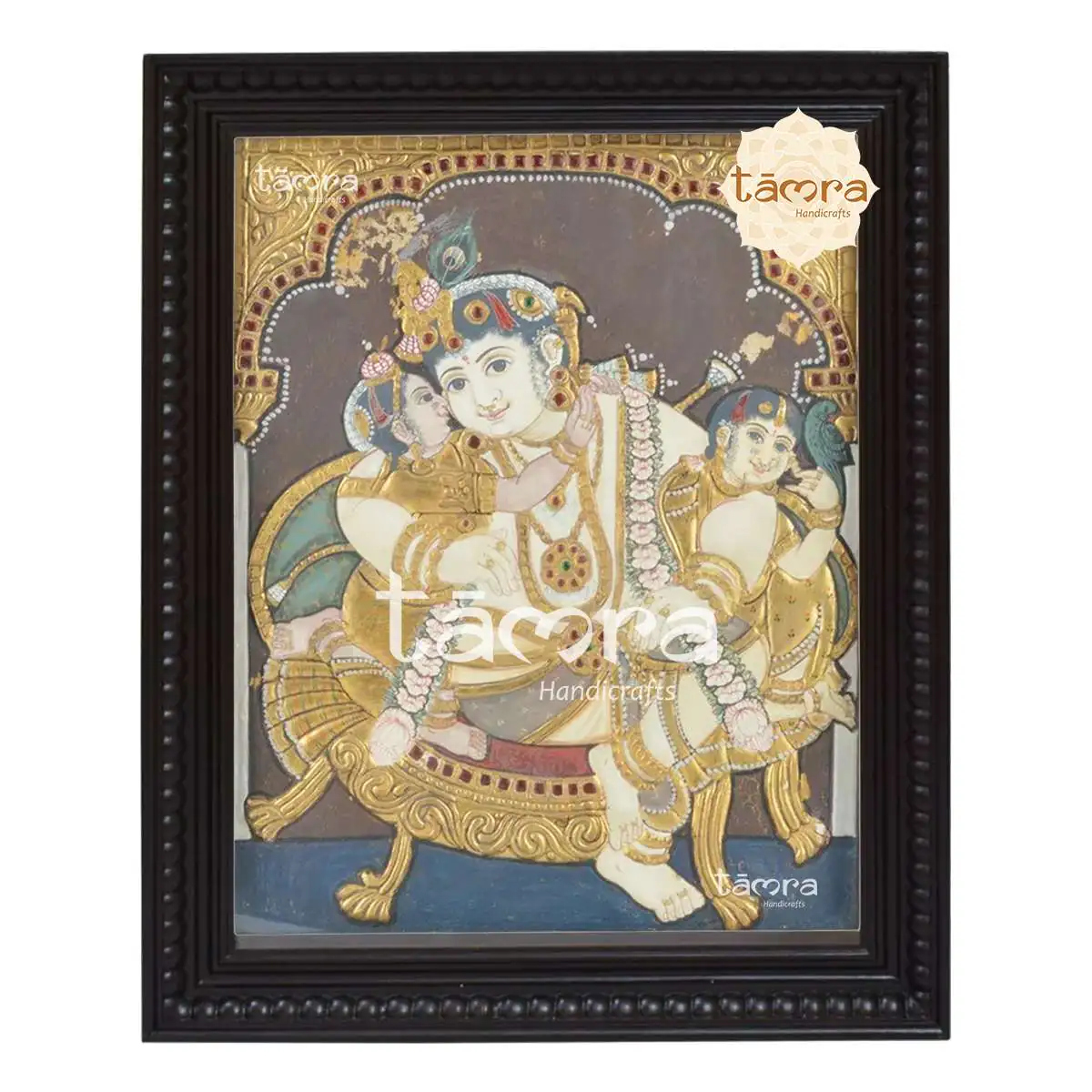 Tanjore Painting - Krishna With Rukmini And Satyabhama