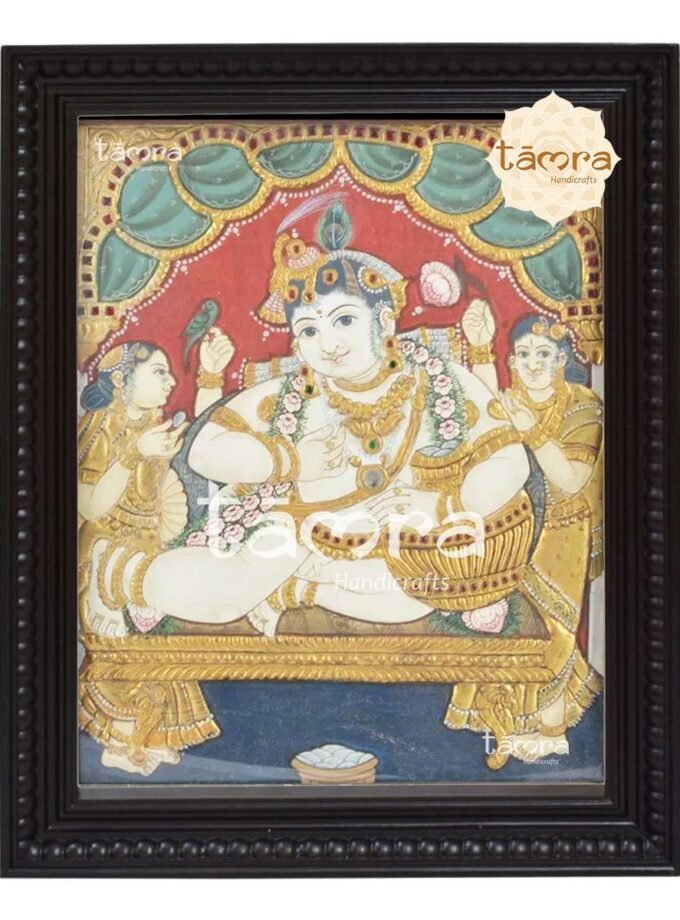Tanjore Painting - Krishna With Rukmini And Satyabhama