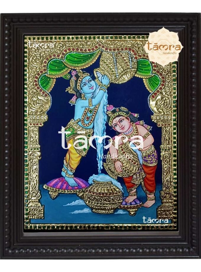 Tanjore Painting - Krishna Balaram Playing