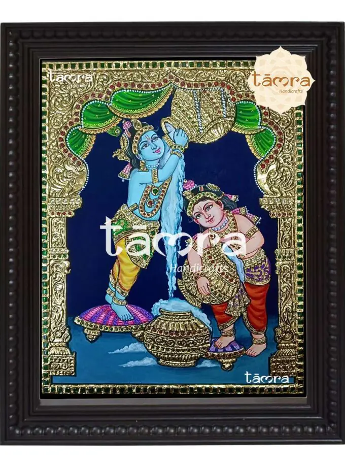 Tanjore Painting - Krishna Balaram Playing