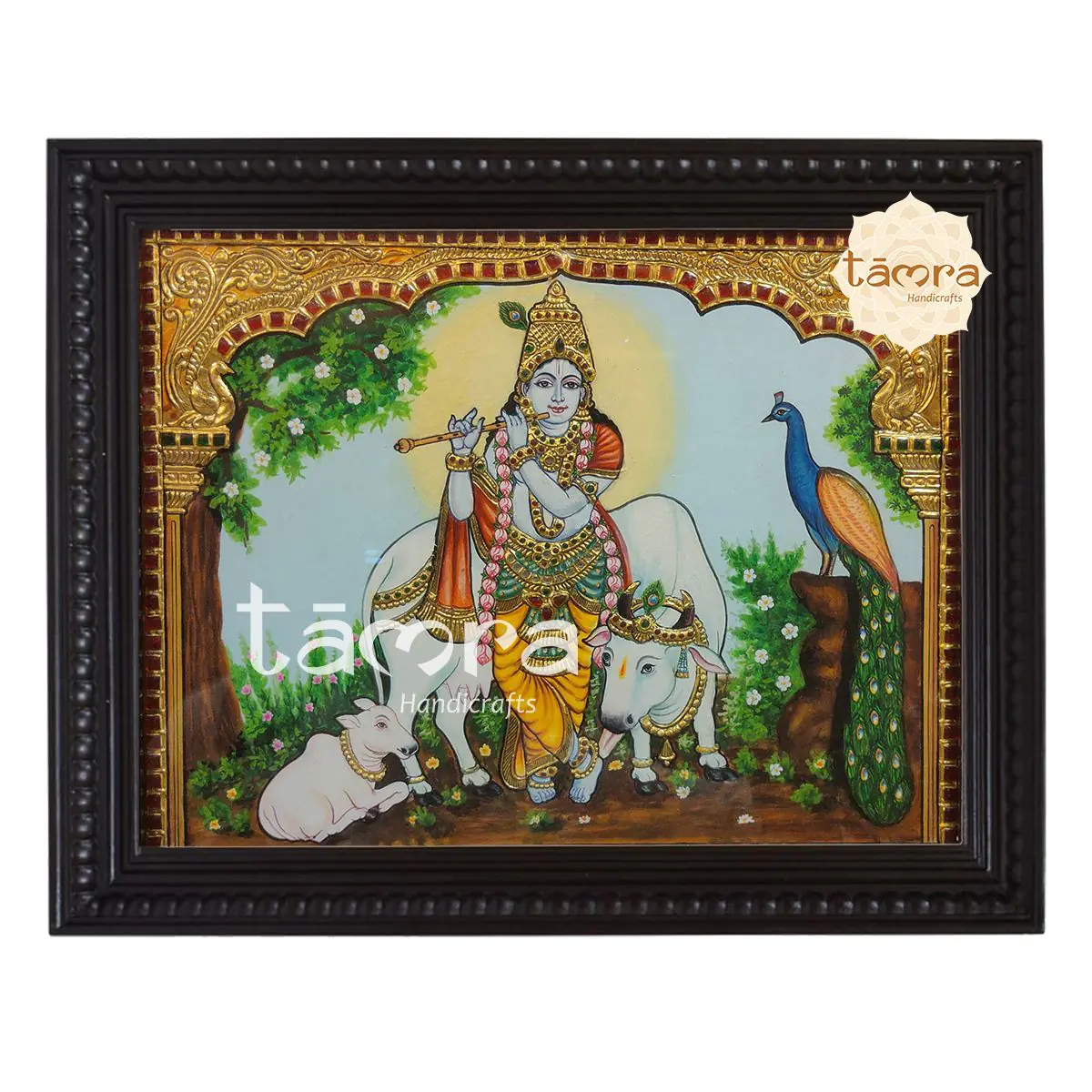 Tanjore Painting - Cow Krishna