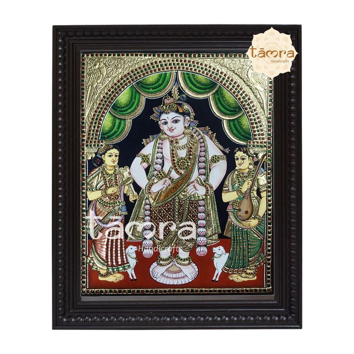 Tanjore Painting - Krishna With Rukmini And Satyabhama
