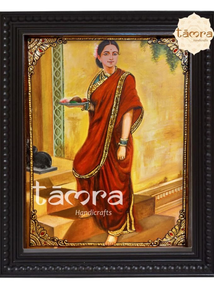 Tanjore Painting - Ravi Varma's - Indian Lady Painting