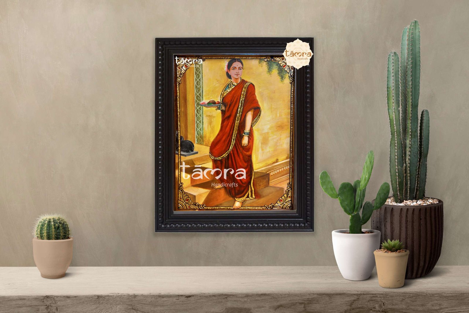 Tanjore Painting - Ravi Varma's - Indian Lady Painting - Image 2