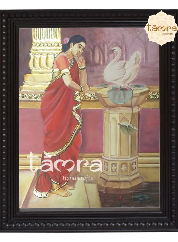 Tanjore Painting - Ravi Varma's Ravi - Hamsa Damayanthi