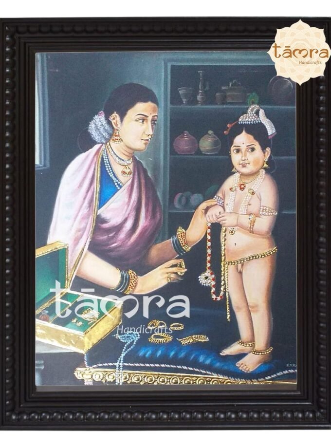 Tanjore Painting - Ravi Varma's Ravi - Yashodha Krishna
