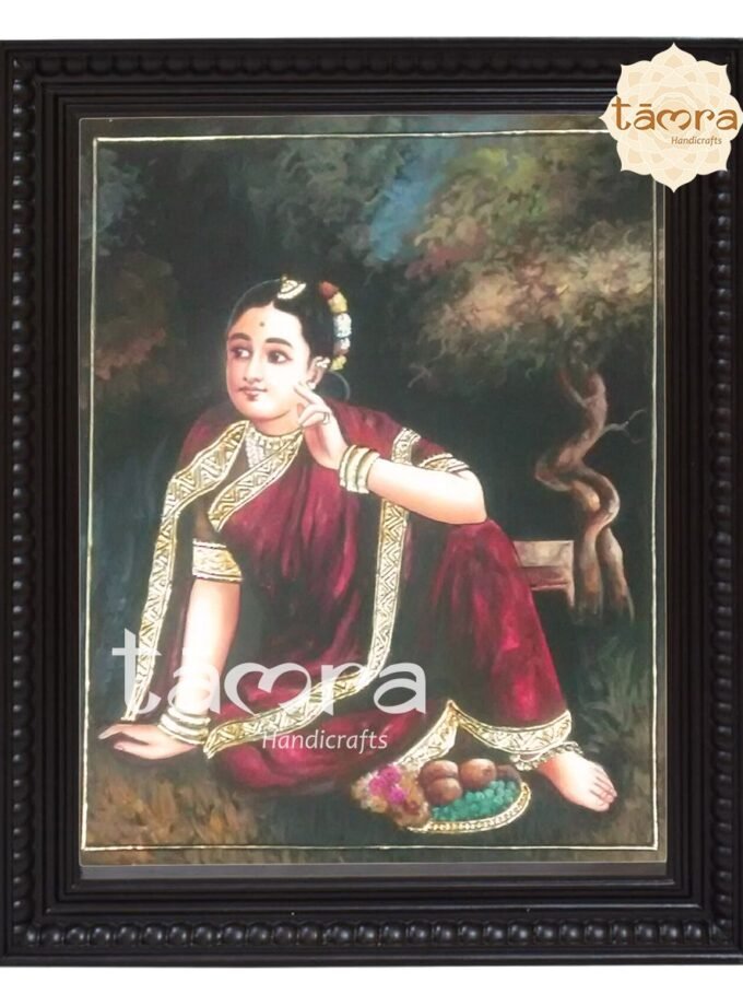 Tanjore Painting - Ravi Varma's - Radha Waiting For Krishna