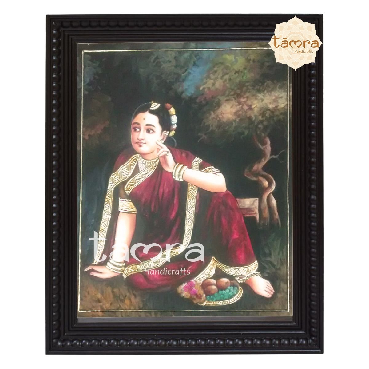 Tanjore Painting - Ravi Varma's - Radha Waiting For Krishna