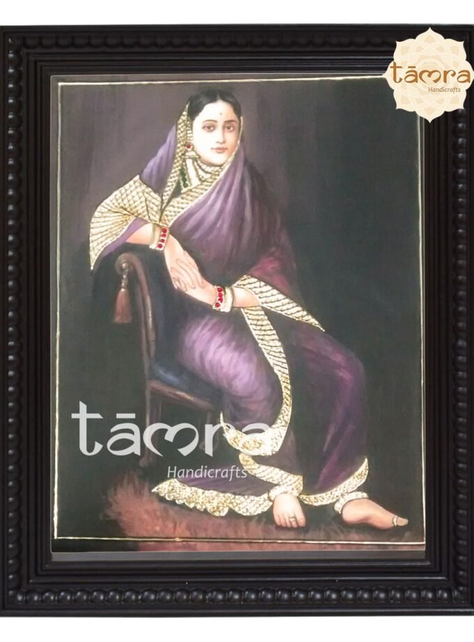Tanjore Painting - Ravi Varma's - Royal Lady on Chair