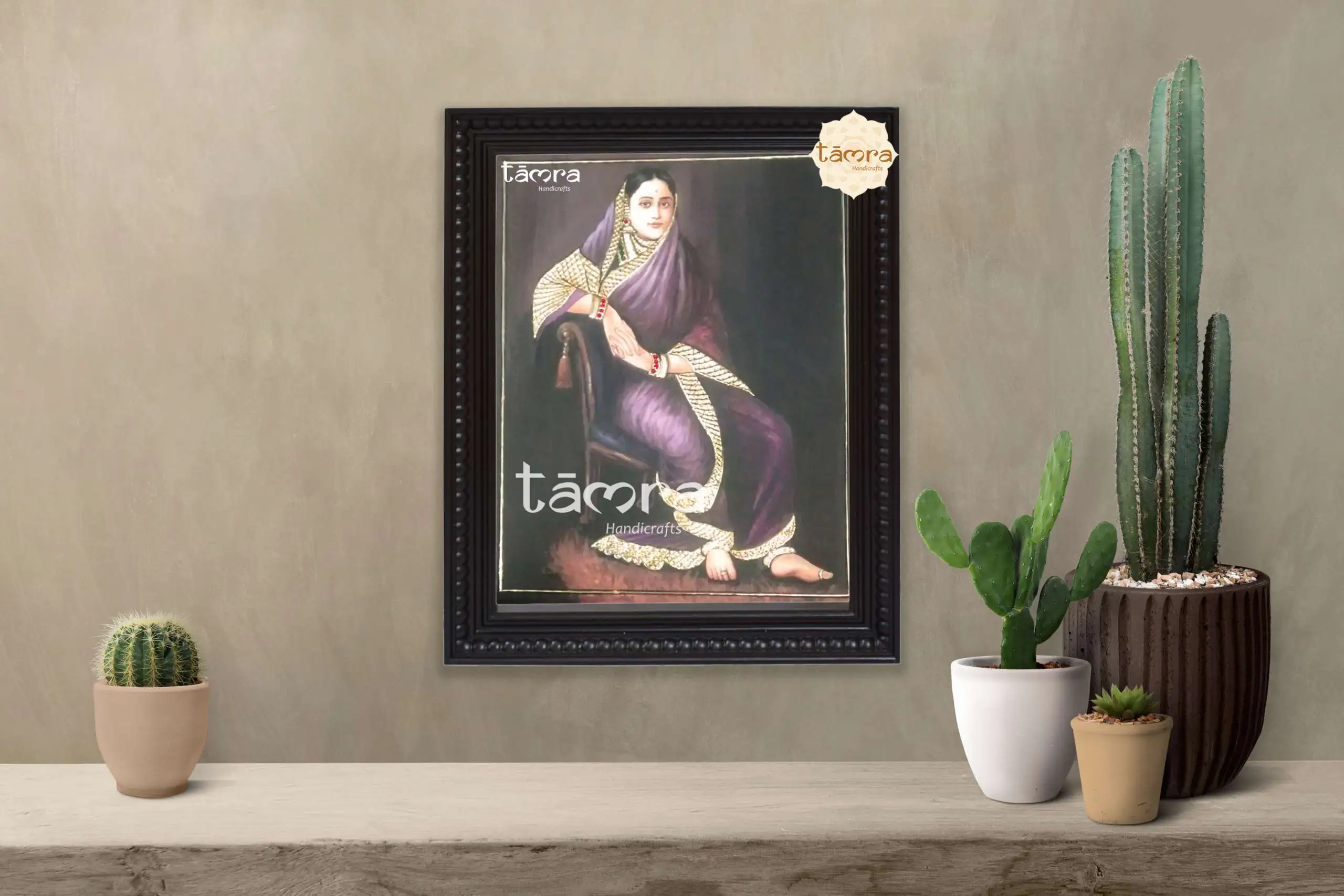 Tanjore Painting - Ravi Varma's - Royal Lady on Chair - Image 2