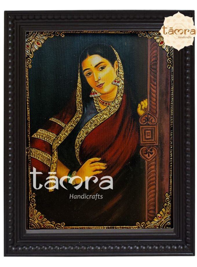Tanjore Painting - Ravi Varma's Ravi - Maharashtrian Beauty