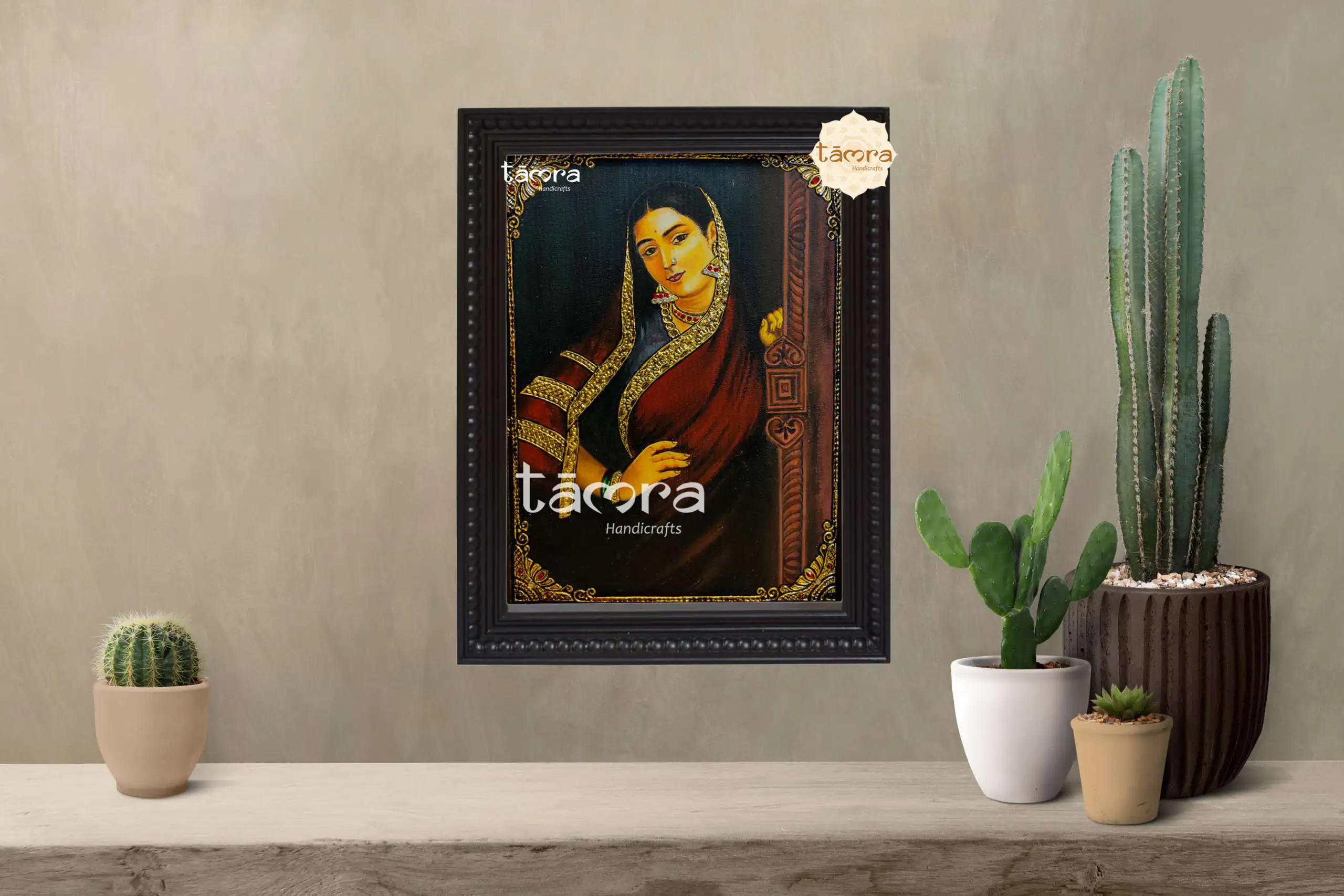 Tanjore Painting - Ravi Varma's Ravi - Maharashtrian Beauty - Image 2