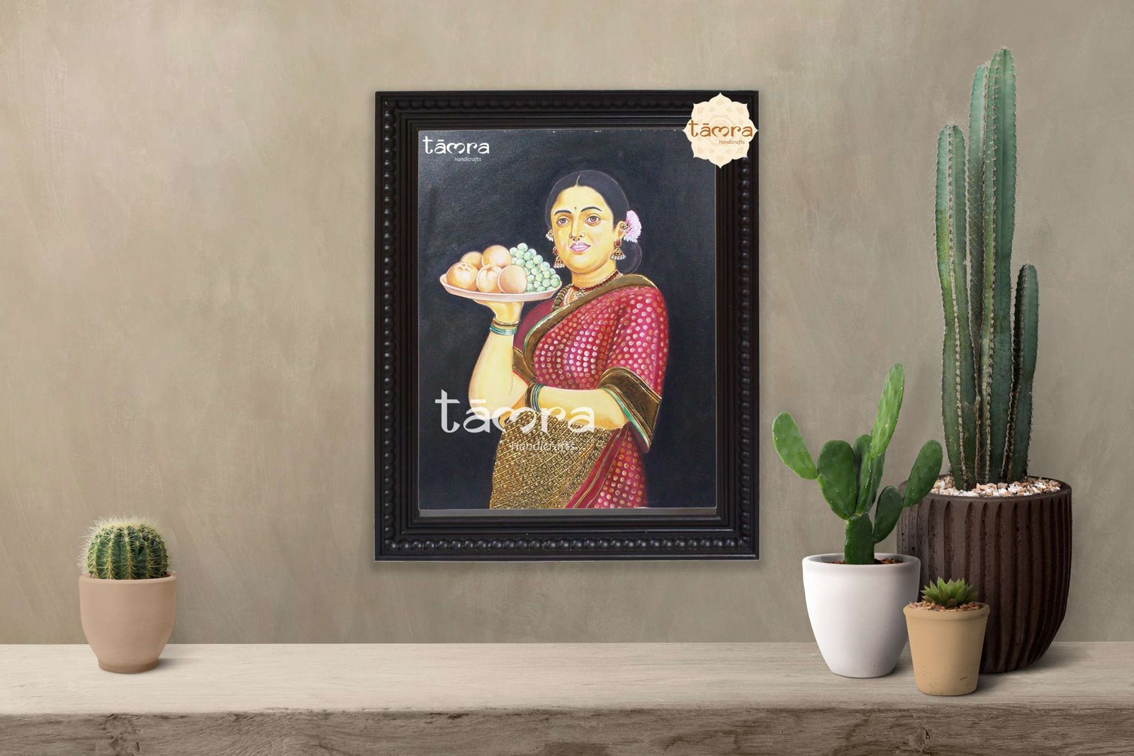 Tanjore Painting - Ravi Varma's Ravi - Fruit Lady - Image 2