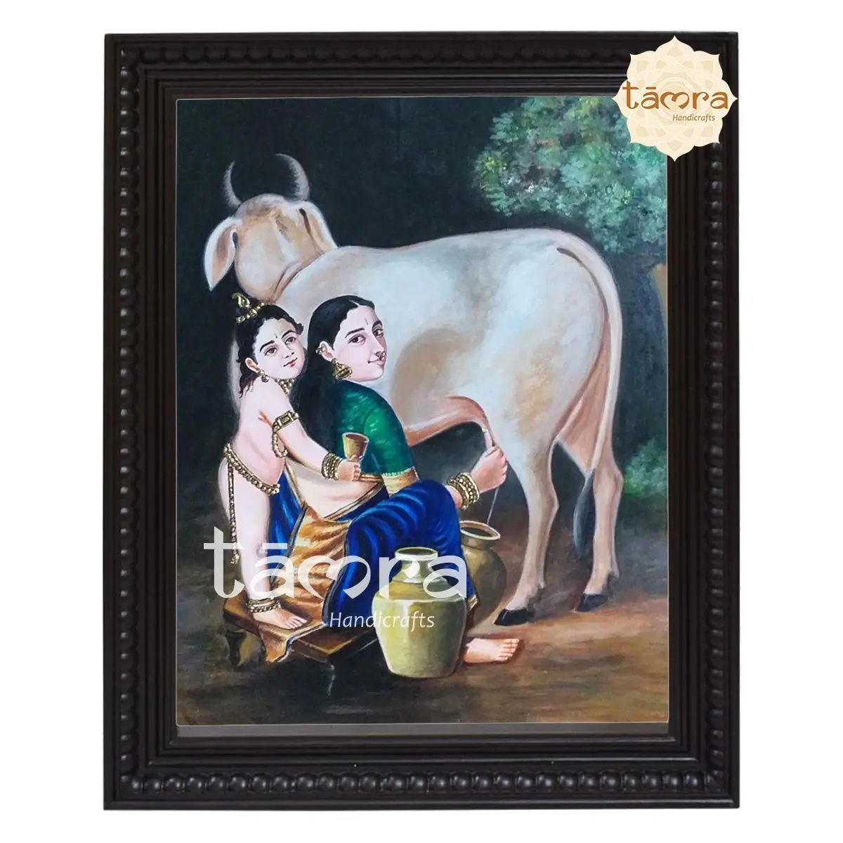 Tanjore Painting - Ravi Varma's Ravi - Yashodha Krishna