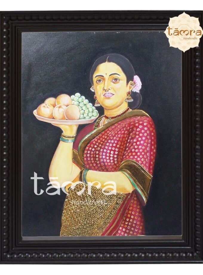 Tanjore Painting - Ravi Varma's Ravi - Fruit Lady