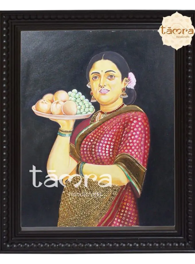 Tanjore Painting - Ravi Varma's Ravi - Fruit Lady