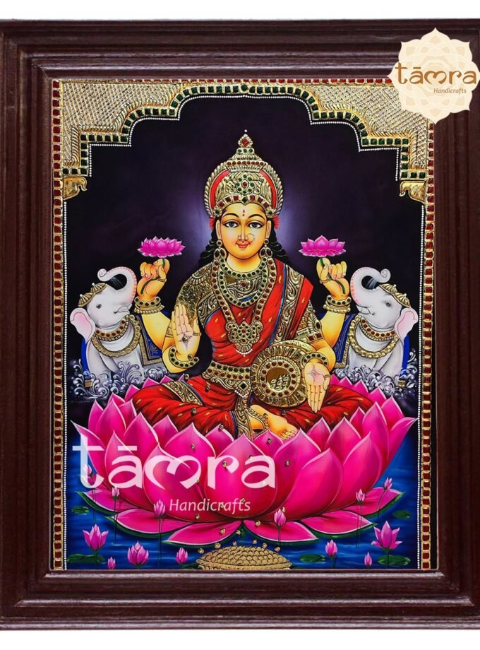 Tanjore Painting - Lotus Laxmi