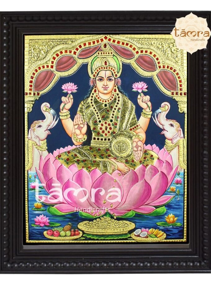Tanjore Painting - Ethnic Lotus Laxmi